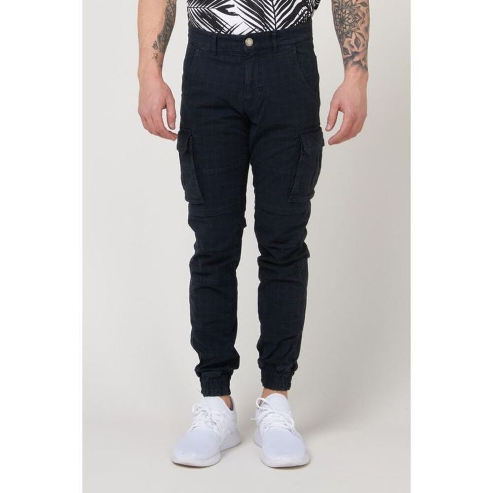 Gas Blue Cotton Cargo Men's Pants